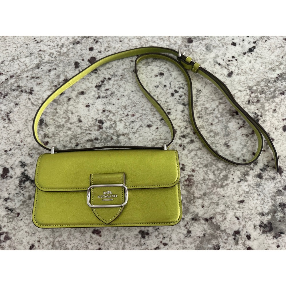 Coach CO984 Morgan Metallic Green Leather Crossbody Bag